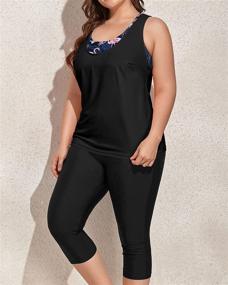 img 2 attached to 👙 Yonique Plus Size Swimsuits for Women: Tankini Tops with Sports Bra and Swim Capris - Athletic Bathing Suits