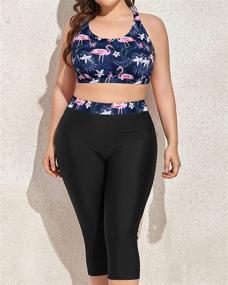 img 1 attached to 👙 Yonique Plus Size Swimsuits for Women: Tankini Tops with Sports Bra and Swim Capris - Athletic Bathing Suits