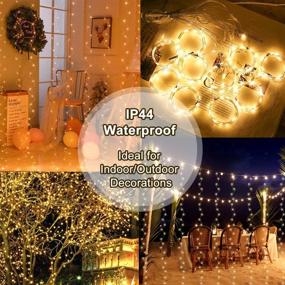 img 3 attached to Zebbyee LED Curtain String Lights for Bedroom Wall Christmas Decorations - 300 LED Fairy Lights with 8 Adjustable Lighting Modes and Remote Control - Waterproof Copper Wire Light (Warm White)