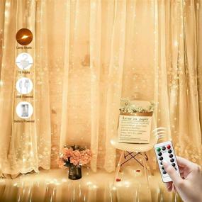 img 4 attached to Zebbyee LED Curtain String Lights for Bedroom Wall Christmas Decorations - 300 LED Fairy Lights with 8 Adjustable Lighting Modes and Remote Control - Waterproof Copper Wire Light (Warm White)