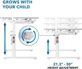 img 1 attached to 📚 Height Adjustable Kids Desk - MOUNT-IT! Children's Workstation [31.5" x 26"] with Tilting Desktop, Drawer for Storage. Ergonomic Study Table for Writing, Drawing, Reading, Studying - Gray