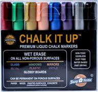 🖌️ набор маркеров chalk it up 8-pack liquid: классические цвета, без пыли и легко стираемые | реверсивные кончики (конические и широкие) | безопасные на водной основе | прочный дизайн | 8 бесплатных этикеток для меловой доски включены логотип