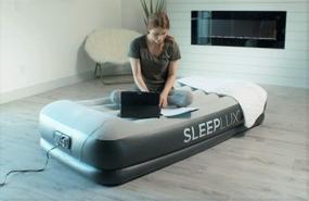 img 2 attached to 🛏️ SleepLux Durable Inflatable Air Mattress: Built-in Pump, Pillow, USB Charger – 15&#34; Tall Twin Comfort