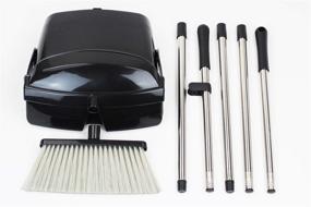 img 1 attached to 🧹 Broom and Dustpan Combo Set – Extended Handle Sweep Set for Home, Kitchen, Office, and Lobby Floor Cleaning – Efficient Upright Grips Sweep Set with Broom – Black