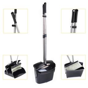 img 2 attached to 🧹 Broom and Dustpan Combo Set – Extended Handle Sweep Set for Home, Kitchen, Office, and Lobby Floor Cleaning – Efficient Upright Grips Sweep Set with Broom – Black