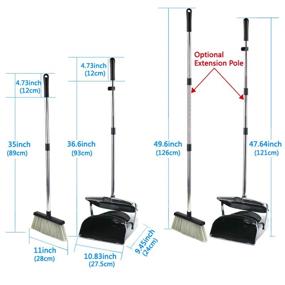 img 4 attached to 🧹 Broom and Dustpan Combo Set – Extended Handle Sweep Set for Home, Kitchen, Office, and Lobby Floor Cleaning – Efficient Upright Grips Sweep Set with Broom – Black