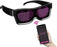 светящиеся очки acaleph led с bluetooth для вечеринок и фестивалей - настраиваемый мигающий дисплей, текстовые сообщения, анимация - управление через приложение, usb-зарядка - отличный подарок для мужчин и женщин (розовый свет) логотип
