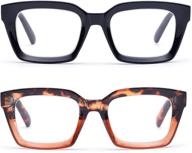 👓 viseng 2 pack blue light blocking reading glasses: retro large square eyeglasses for uv ray protection, eye strain relief & glare reduction - +2.5 strength logo