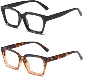 img 3 attached to 👓 VISENG 2 Pack Blue Light Blocking Reading Glasses: Retro Large Square Eyeglasses for UV Ray Protection, Eye Strain Relief & Glare reduction - +2.5 Strength