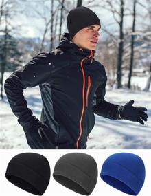 img 1 attached to ❄️ Winter Warm Polar Fleece Beanie Hat - Windproof Watch Cap for Men and Women - Ideal for Skiing and Outdoor Activities