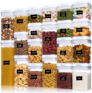 airtight food storage containers - 20-piece set of bpa free plastic cereal containers with easy lock lids, ideal for organizing and storing in kitchen pantry, includes 24 labels логотип