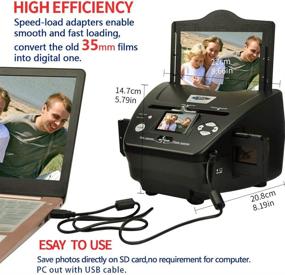 img 1 attached to 📸 High Resolution 16MP Digital Film & Photo Scanner with 2.4-inch LCD Screen - 4 in 1 Converter for 35mm/135 Slides, Negatives, Film, Photos, and Name Cards - Save to Digital Files - Black