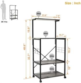 img 1 attached to Эффективное решение для хранения: островная стойка для выпечки и кухни Bestier с передвижной тележкой, подставка для микроволновой печи и кухонные перчатки - 4 ярусные полки для серых перчаток с изображением утки и организации кухни