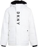 dkny boys winter coat windbreaker: a stylish addition to boys' clothing for jackets & coats logo