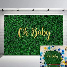 img 4 attached to 🌿 Vibrant Green Grass Baby Shower Backdrop: Mocsicka Oh Baby Neutral Vinyl Background 7x5ft for Stunning Greenery Baby Shower Decorations