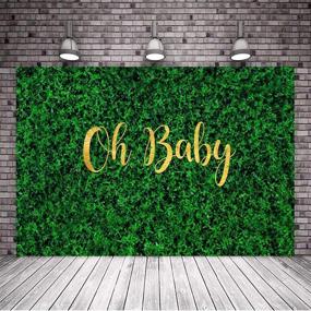 img 1 attached to 🌿 Vibrant Green Grass Baby Shower Backdrop: Mocsicka Oh Baby Neutral Vinyl Background 7x5ft for Stunning Greenery Baby Shower Decorations