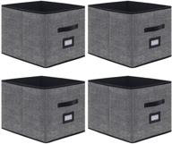 📦 onlyeasy foldable cloth storage cubes with label holders - fabric storage bins baskets organizers for home office nursery cubby with dual leather handles, 13x15x13, pack of 4, black, mxabxl04plp+ логотип