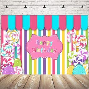 img 2 attached to Candy Girl Birthday Backdrop | Mocsicka 7x5ft Vinyl Candy Shop Colorful Stripes Banner | Happy Birthday Decoration for Girl Sweet Shoppe Dessert Table Patisserie | Photography Background