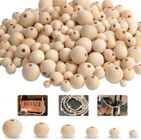 img 4 attached to 500pcs Natural Wood Beads, Unfinished Craft Beads for Home Decor, DIY Jewelry Making in 6 Sizes (150 x 8mm, 100 x 10mm, 100 x 12mm, 50 x 14mm, 50 x 16mm, 50 x 20mm)