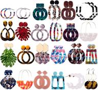 🔺 bohemian polygonal resin drop statement earrings set - abojoy 24 pairs acrylic earrings for women & girls logo