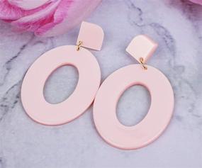 img 1 attached to 🔺 Bohemian Polygonal Resin Drop Statement Earrings Set - ABOJOY 24 Pairs Acrylic Earrings for Women & Girls