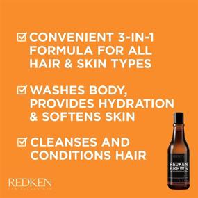 img 3 attached to 🚿 Redken Brews 3-IN-1 Shampoo For Men: Ultimate Convenience with Shampoo, Conditioner, and Body Wash