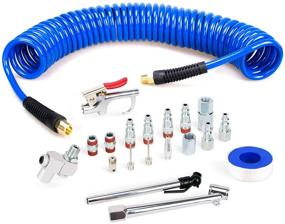 img 4 attached to 🌀 FYPower 1/4 inch x 25 ft Recoil Poly Air Hose Kit: 20 Piece Compressor Accessories Set