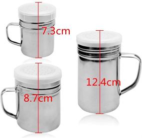 img 3 attached to 🧂 LeonBach Stainless Steel Seasoning Shaker Bottles - 3 Pack with Handles, Lids, and Variable Sizes - Powder Sugar, Spice, Popcorn Salt Shaker Set