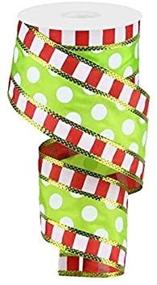 img 1 attached to 🎀 Charming Polka Dots Stripes Wired Ribbon: Delightful Patterns for Crafting & Decorating