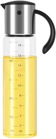 img 4 attached to 🍾 Vucchini Extra Large Olive Oil Dispenser Bottle - Auto Flip Condiment Container with Automatic Cap and Stopper - Leakproof Vinegar Glass Cruet – Stainless Steel Non-Drip Spout & Non-Slip Handle