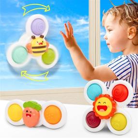 img 4 attached to 🔴 UNIH Spinning Top Sensory Toys for Toddlers Age 1-3: Suction Cup Spinner Toy for Learning and Development, Ideal Baby Toys 12-18 Months, Perfect Gifts for 1-2 Year Old Boys and Girls - Christmas Birthday Gifts Included