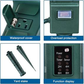 img 1 attached to 🕰️ Dewenwils Waterproof Outdoor Power Stake Timer with Remote, 6 Grounded Outlets - Perfect for Christmas Decorations, Lights, Ponds - UL Listed