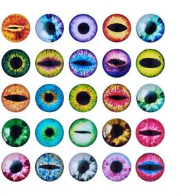 img 4 attached to 🔮 25mm 80pcs Mixed Style Round Glass Dragon Eye Gem Cover Cabochon for Dome Jewelry Finding Cameo Pendant Doll Making
