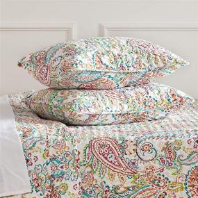 img 1 attached to 🛏️ Printed King Size Quilt Set - SLEEP ZONE 3-Piece (Includes 2 Pillow Shams) - Lightweight Reversible Bedding Coverlet Set for All Seasons with Classic Paisley Pattern