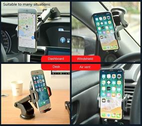 img 3 attached to 📲 Adjustable Car Phone Mount - Eyslhylb Dashboard, Air Vent, Windshield Cell Phone Holder Stand - Compatible with iPhone 12/11/11 Pro/8 Plus/8/SE/X/XR/XS/7 Samsung and More