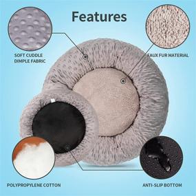 img 3 attached to 🐶 JATEN 30-Inch Dark Grey Donut Calming Dog Bed for Medium and Large Dogs - Anti-Anxiety, Washable, Plush Personalized Pet Bed with Dot Design