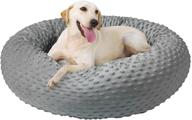 🐶 jaten 30-inch dark grey donut calming dog bed for medium and large dogs - anti-anxiety, washable, plush personalized pet bed with dot design logo