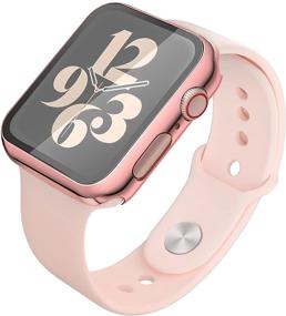 img 1 attached to 🌹 Misxi 2 Пакет жесткого пластикового чехла + защитное стекло для часов Apple Watch Series 6 SE 5 4 40 мм: розовый + прозрачный