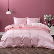 💎 luxurious satin duvet cover set – pothuiny 5-piece full/queen size bedding with silk-like feel, elegant blush pink design, zipper closure, includes 1 duvet cover + 4 pillow cases logo