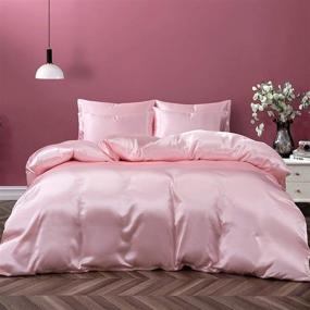 img 4 attached to 💎 Luxurious Satin Duvet Cover Set – Pothuiny 5-Piece Full/Queen Size Bedding with Silk-Like Feel, Elegant Blush Pink Design, Zipper Closure, Includes 1 Duvet Cover + 4 Pillow Cases