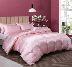 img 3 attached to 💎 Luxurious Satin Duvet Cover Set – Pothuiny 5-Piece Full/Queen Size Bedding with Silk-Like Feel, Elegant Blush Pink Design, Zipper Closure, Includes 1 Duvet Cover + 4 Pillow Cases