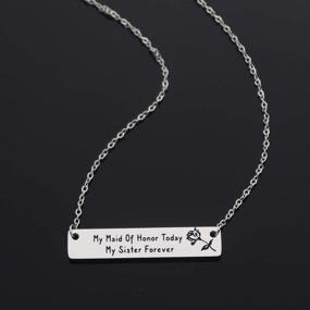 img 1 attached to 💕 Asqunpin Maid of Honor Sister Gift: My Maid of Honor Today, My Sister Forever - Bar Pendant Necklace, Bridesmaid Gift, Wedding Gift for Bestie