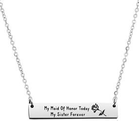 img 3 attached to 💕 Asqunpin Maid of Honor Sister Gift: My Maid of Honor Today, My Sister Forever - Bar Pendant Necklace, Bridesmaid Gift, Wedding Gift for Bestie