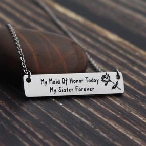 img 2 attached to 💕 Asqunpin Maid of Honor Sister Gift: My Maid of Honor Today, My Sister Forever - Bar Pendant Necklace, Bridesmaid Gift, Wedding Gift for Bestie