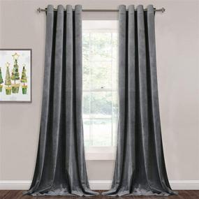 img 3 attached to 🌙 StangH Grey Velvet Curtains - 96 Inch Long Light Blocking Panels for Living Room, Bedroom, Sliding Glass Door - Privacy Grommet Window Drapes - W52 x L96 Inches, Set of 2 Panels