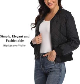 img 1 attached to 🧥 Stylish Women's Quilted Jacket: Long Sleeve Zip-up Raglan Bomber with Pockets - Andy & Natalie