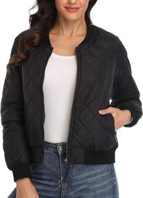 img 3 attached to 🧥 Stylish Women's Quilted Jacket: Long Sleeve Zip-up Raglan Bomber with Pockets - Andy & Natalie