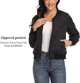 img 2 attached to 🧥 Stylish Women's Quilted Jacket: Long Sleeve Zip-up Raglan Bomber with Pockets - Andy & Natalie