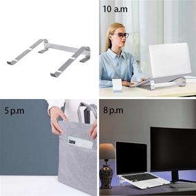 img 1 attached to Kissarex Desk Aluminum Laptop Stand: 📚 Height Riser Ventilated Silver Notebook Ergonomic MacBook Holder