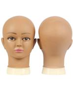 kalyx bald mannequin head in brown: perfect for 🧑 wig making, styling & sewing practice with convenient clamp stand logo